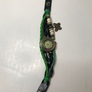 Rope Watch With Beading And Butterfly Charm